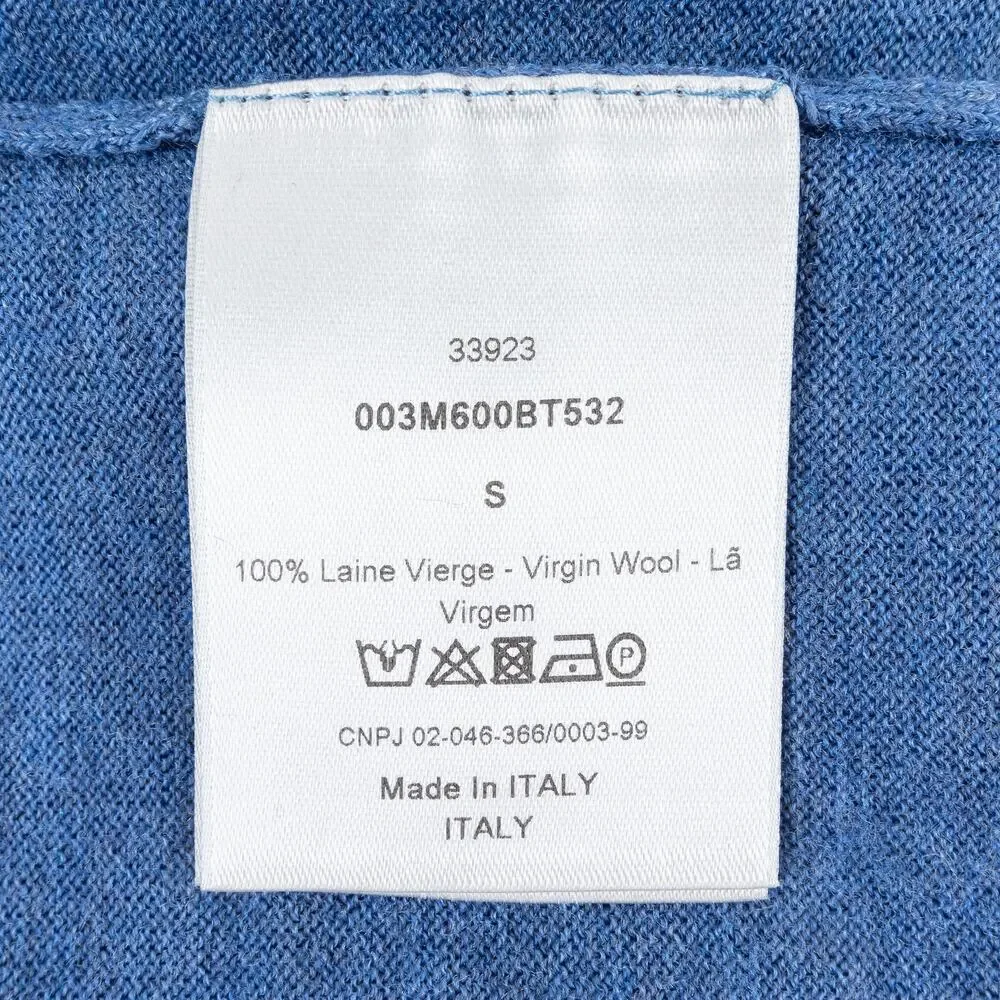 Dior Virgin Wool V-Neck Sweater Men's Small Blue